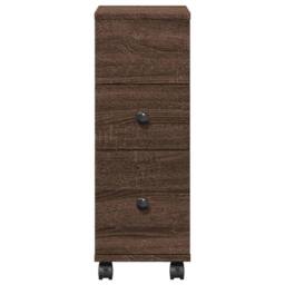 Berkfield Home Narrow Bathroom Cabinet with Wheels Brown Oak Engineered Wood - thumbnail 4