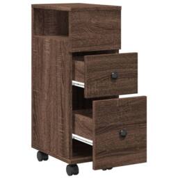 Berkfield Home Narrow Bathroom Cabinet with Wheels Brown Oak Engineered Wood - thumbnail 7