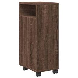 Berkfield Home Narrow Bathroom Cabinet with Wheels Brown Oak Engineered Wood - thumbnail 6