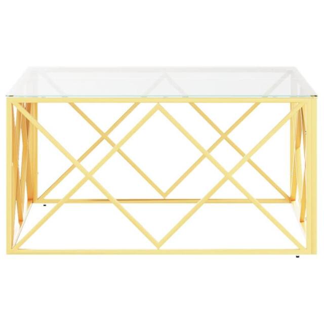Berkfield Home Decorative Coffee Table 80x80x40 cm Stainless Steel & Glass in Gold - Size: 80 x 80 x 40 cm