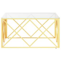Berkfield Home Decorative Coffee Table 80x80x40 cm Stainless Steel & Glass in Gold - Size: 80 x 80 x 40 cm - thumbnail 1