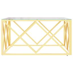 Berkfield Home Decorative Coffee Table 80x80x40 cm Stainless Steel & Glass in Gold - Size: 80 x 80 x 40 cm - thumbnail 4