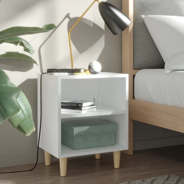 Berkfield Home Bed Cabinet with Solid Wood Legs White 40x30x50 cm - Size: 40 x 30 x 50 cm - image 1
