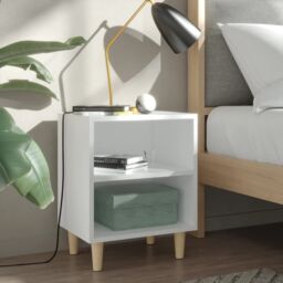 Berkfield Home Bed Cabinet with Solid Wood Legs White 40x30x50 cm - Size: 40 x 30 x 50 cm - thumbnail 1