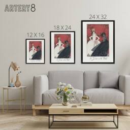 "Artery8 Day & Night Parisian Fashion Advert Barbier Framed Canvas Wall Art in White - Size: W24"" x H32""" - thumbnail 4