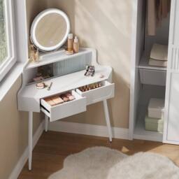 SPETLEK Corner Dressing Table Vanity Makeup Desk in White - Size: 0.6m2 - thumbnail 1