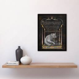 Artery8 Joris Hoefnagel Framed Wall Art Latin Beatitudes with Sloth Illustration in Black - Size: A4 - thumbnail 2