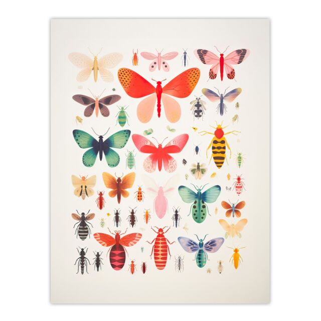 "Artery8 Wall Art Print Colourful Insects & Bugs Bright Poster Picture - Size: W18"" x H24""" - image 1