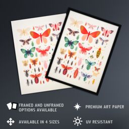 "Artery8 Wall Art Print Colourful Insects & Bugs Bright Poster Picture - Size: W18"" x H24""" - thumbnail 2