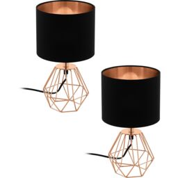 Loops 2 PACK Table Lamp Colour Copper Base Shade Black Copper Fabric Bulb E14 1x60W - thumbnail 1