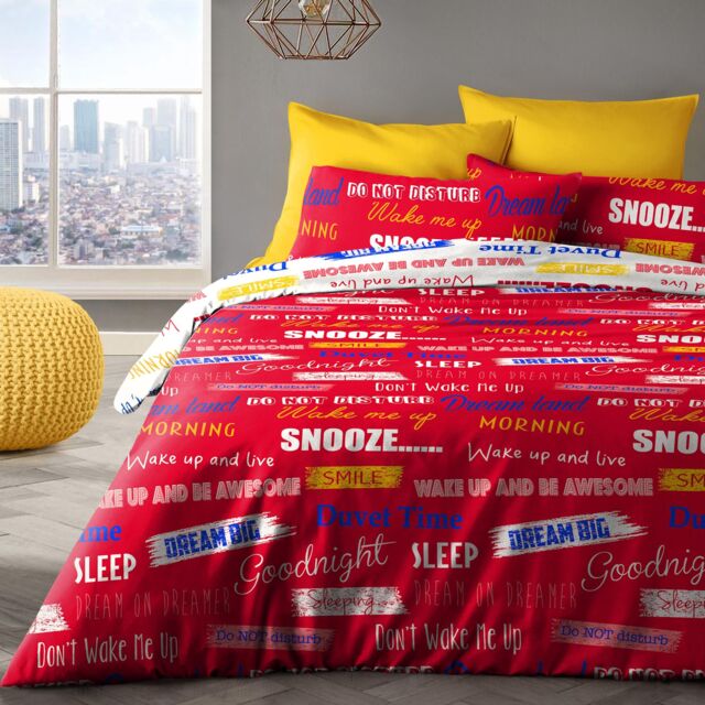 Velosso Snooze Duvet Cover & Pillowcase Set with Printed Cotton Bl in Red - Size: King - image 1