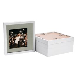 "Nicola Spring 3D Box Photo Frames - 10 x 10"" with 6 x 6"" Mount - Ivory Mount - Pack of 5 in White" - thumbnail 1