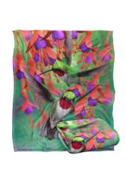 JQ Licensing Royce Mcclure Hummingbirds & Flowers Silky Touch Super Soft Throw Blanket 152 X 127 cm in White - thumbnail 2