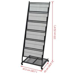 Berkfield Home Magazine Rack 47.5x43x133 cm Black A4 - thumbnail 5