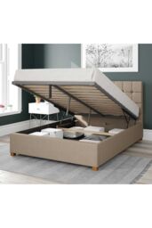 Aspire Sinatra Upholstered Ottoman Storage Bed, Eire Linen Fabric in Natural - Size: King - thumbnail 2