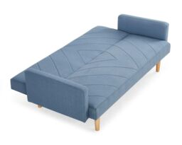 Home Detail Ryan Fabric Sofa Bed With V-Shaped Fabric Detail Square Armrests & Wooden Legs in Blue - thumbnail 3