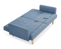 Home Detail Ryan Fabric Sofa Bed With V-Shaped Fabric Detail Square Armrests & Wooden Legs in Blue - thumbnail 6