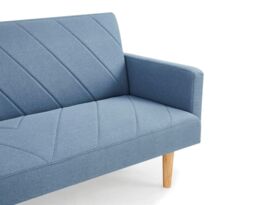 Home Detail Ryan Fabric Sofa Bed With V-Shaped Fabric Detail Square Armrests & Wooden Legs in Blue - thumbnail 2