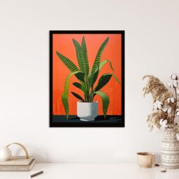 "Wee Blue Coo Wall Art Print Striking Snake Plant Bright Orange Green Living Room Framed - Size: W12"" x H16""" - thumbnail 4