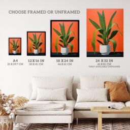 "Wee Blue Coo Wall Art Print Striking Snake Plant Bright Orange Green Living Room Framed - Size: W12"" x H16""" - thumbnail 3