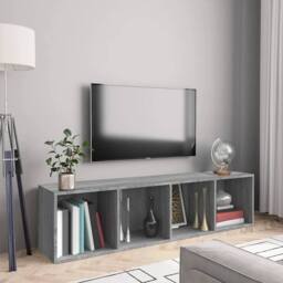 Berkfield Home Book Cabinet/TV Cabinet Grey Sonoma 143x30x36cm Engineered Wood - Size: 143 x 30 x 36 cm - thumbnail 2