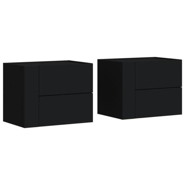 Berkfield Home Wall-mounted Bedside Cabinets 2 pcs Black 45x30x35 cm - Size: 45 x 30 x 35 cm - image 1