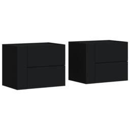 Berkfield Home Wall-mounted Bedside Cabinets 2 pcs Black 45x30x35 cm - Size: 45 x 30 x 35 cm - thumbnail 1