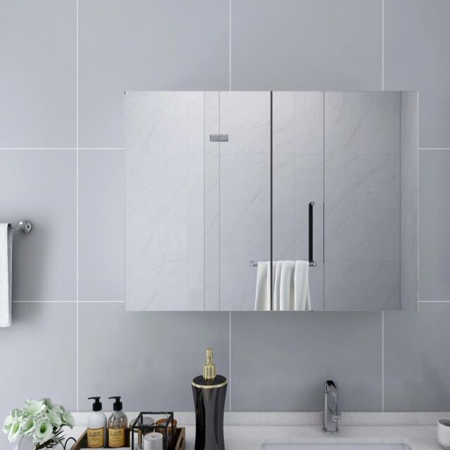 Berkfield Home Bathroom Mirror Cabinet White 80x15x60 cm MDF - Size: 80 x 15 x 60 cm - image 1