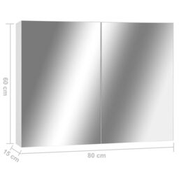 Berkfield Home Bathroom Mirror Cabinet White 80x15x60 cm MDF - Size: 80 x 15 x 60 cm - thumbnail 6