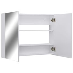 Berkfield Home Bathroom Mirror Cabinet White 80x15x60 cm MDF - Size: 80 x 15 x 60 cm - thumbnail 3