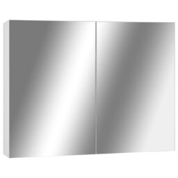 Berkfield Home Bathroom Mirror Cabinet White 80x15x60 cm MDF - Size: 80 x 15 x 60 cm - thumbnail 2