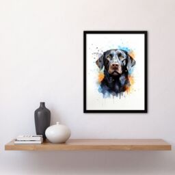 "Artery8 Wall Art Print Black Labrador Lovers Gift Watercolour Pet Portrait Painting Artwork Art Framed - Size: W12"" x H16""" - thumbnail 4