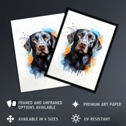 "Artery8 Wall Art Print Black Labrador Lovers Gift Watercolour Pet Portrait Painting Artwork Art Framed - Size: W12"" x H16""" - thumbnail 2