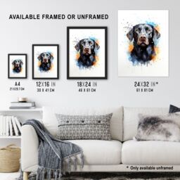 "Artery8 Wall Art Print Black Labrador Lovers Gift Watercolour Pet Portrait Painting Artwork Art Framed - Size: W12"" x H16""" - thumbnail 3