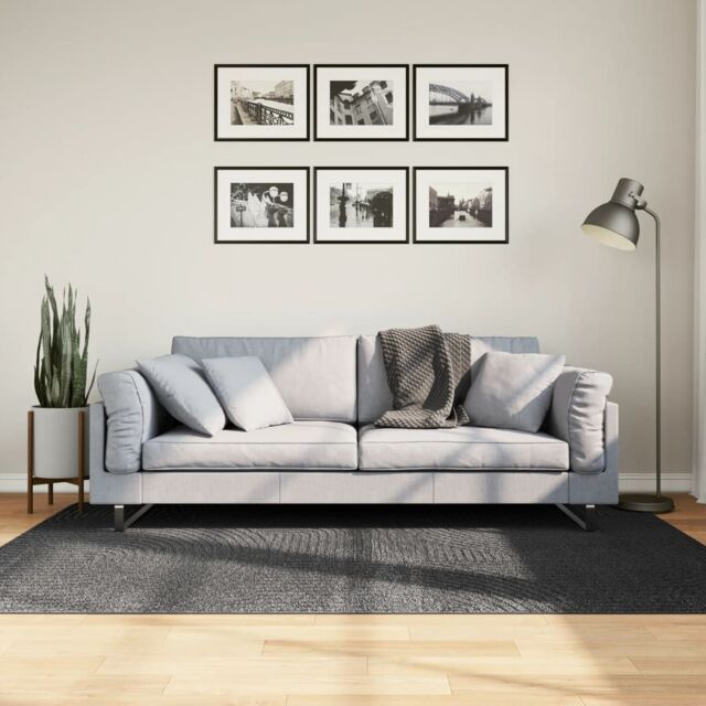 Berkfield Home Rug IZA Short Pile Scandinavian Look Anthracite 140x200 cm in Black - Size: Medium - image 1