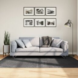 Berkfield Home Rug IZA Short Pile Scandinavian Look Anthracite 140x200 cm in Black - Size: Medium - thumbnail 1
