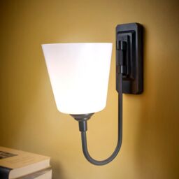 mysmartbuy Wall Mounted Lamp - Battery Powered Cordless Rotating Angle Adjustable LED Spotlight or Uplighter Light - H27 x W12 x D19cm in Black - thumbnail 2