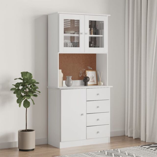 Berkfield Home Highboard ALTA White 77x35x165 cm Solid Wood Pine - Size: 77 x 35 x 165 cm - image 1