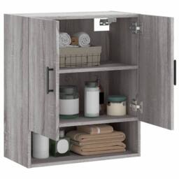 Berkfield Home Wall Cabinet Grey Sonoma 60x31x70 cm Engineered Wood - Size: 60 x 31 x 70 cm - thumbnail 4