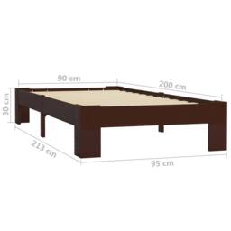 Berkfield Home Bed Frame Dark Brown Solid Pine Wood 90x200 cm - thumbnail 6