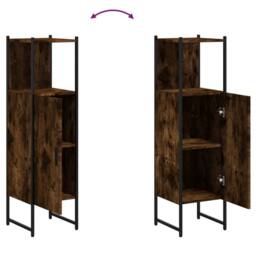 Berkfield Home Bathroom Cabinet Smoked Oak 33x33x120.5 cm Engineered Wood in Brown - thumbnail 9