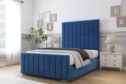 "Comfort Beds Sara Plush Bed Frame With Mattress-50"" Upholstered in Navy - Size: Single" - thumbnail 1