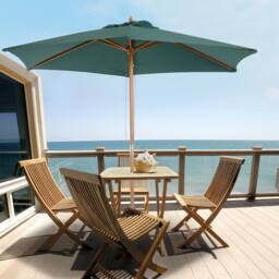 OUTSUNNY 2.5m Wood Garden Parasol Sun Shade Patio Outdoor Wooden Umbrella Canopy in Green - thumbnail 1