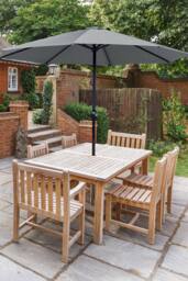 Glamhaus Dark Grey Garden Table Parasol Crank Handle Waterproof Umbrella 2.7M - thumbnail 6