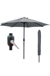 Glamhaus Dark Grey Garden Table Parasol Crank Handle Waterproof Umbrella 2.7M
