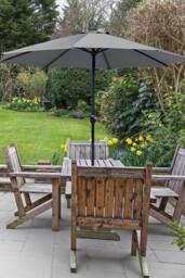 Glamhaus Dark Grey Garden Table Parasol Crank Handle Waterproof Umbrella 2.7M - thumbnail 5