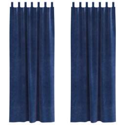 Berkfield Home Blackout Curtains with Hanging Loops 2 pcs Dark Blue Velvet in Navy