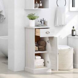 "Berkfield Home Bathroom Cabinet ""VIGO"" with Drawer 37x34x80 cm Solid Wood Pine - Size: 37 x 34 x 80 cm" - thumbnail 4