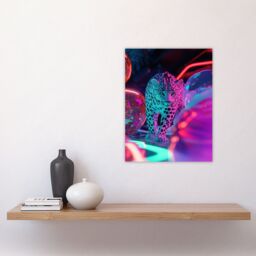 "Artery8 Leopard & Neon Pink Blue Colour Party Balloons Wall Art Print - Size: W18"" x H24""" - thumbnail 4
