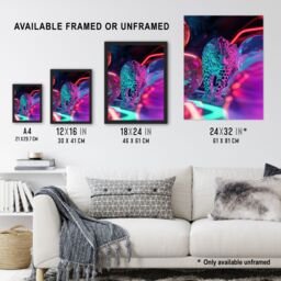 "Artery8 Leopard & Neon Pink Blue Colour Party Balloons Wall Art Print - Size: W18"" x H24""" - thumbnail 3